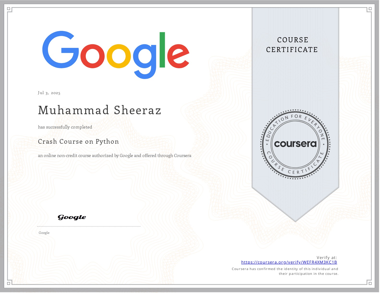 Crash Course on Python